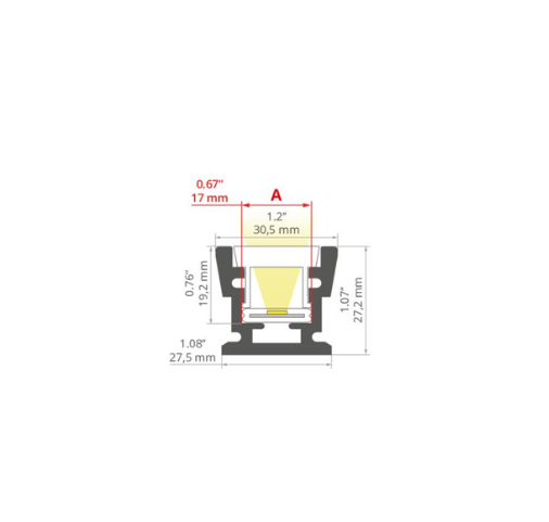 Elektron profil LED Kluś HR-MAX - przekrój techniczny